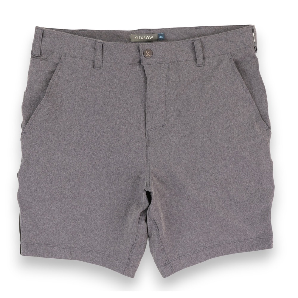 Kitsbow Shorts Mens 34 Gray 8" Athletic Performance Stretch Pockets USA